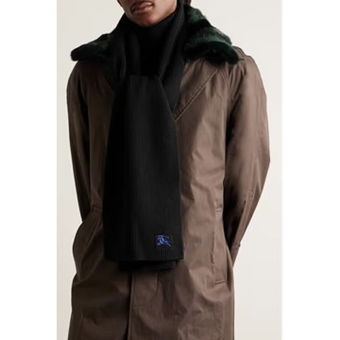 羊绒罗纹刺绣围巾