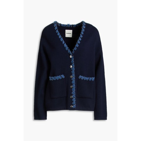 Denim 牛仔拼接针织开衫