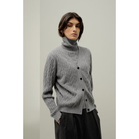 羊绒扭纹针织开衫