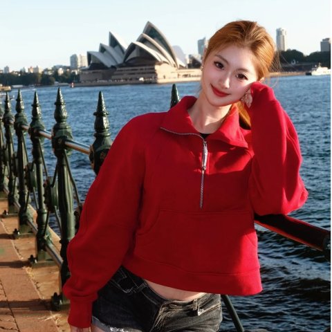 Scuba 宽松半拉链卫衣