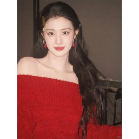 针织露肩长袖上衣