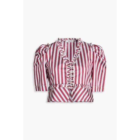 Cropped 条纹斜纹衬衫