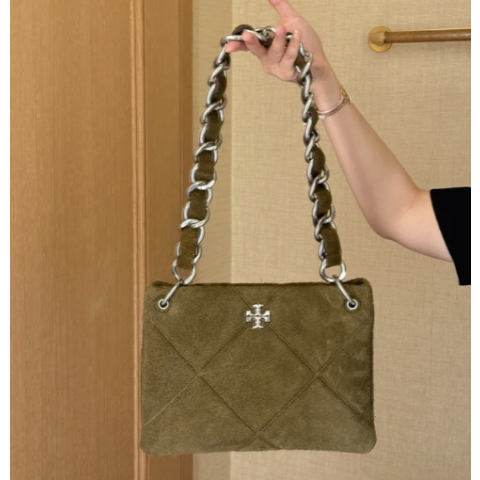 Tory Burch KIRA 绒面小号单肩包 绿色