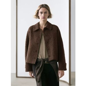 羊驼毛衬衫领夹克