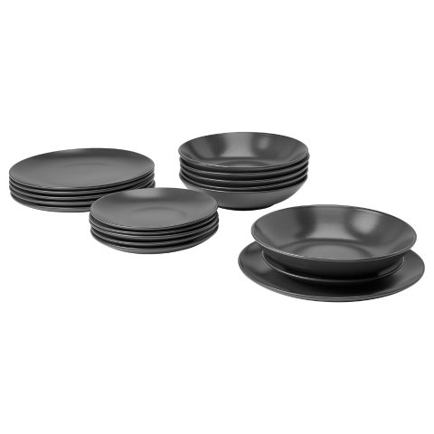 IkeaFARGKLAR 餐具套装 18件 深灰