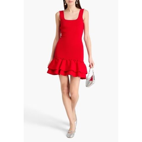 针织荷叶边连衣裙