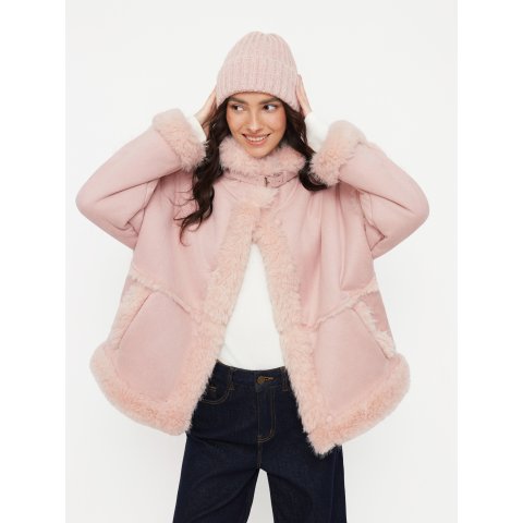 Shearling 羊羔绒拼接宽松外套