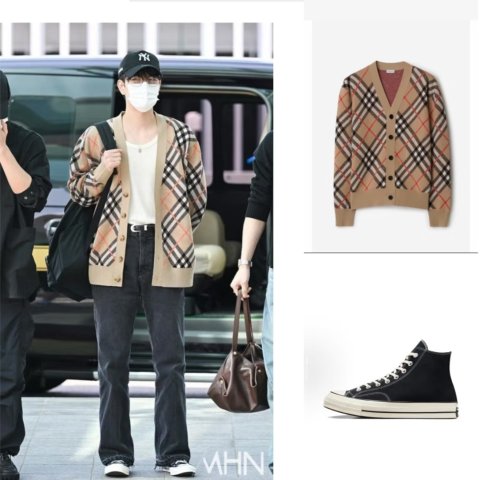 Burberry韩团同款！经典格纹开衫