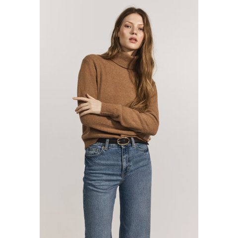 H&M女士高领毛衣 深棕色