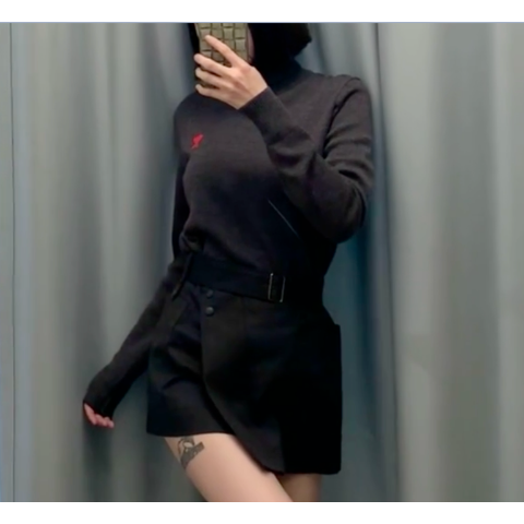 Ami 黑色高领毛衣