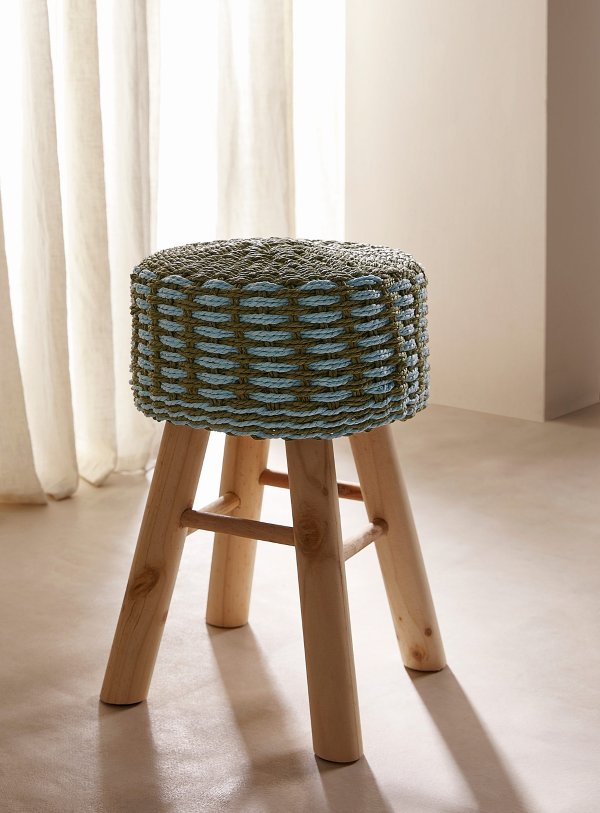 木质编织软垫小凳
