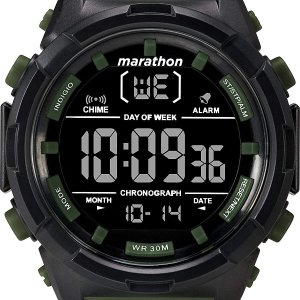 白菜价：Timex 男士Marathon 数字绿色树脂运动手表