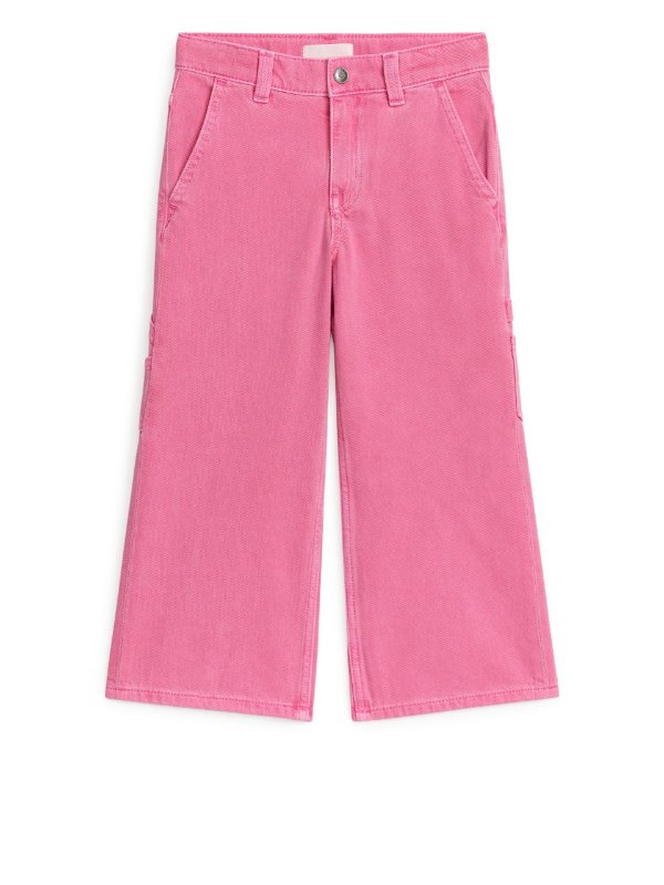 粉色工装牛仔裤