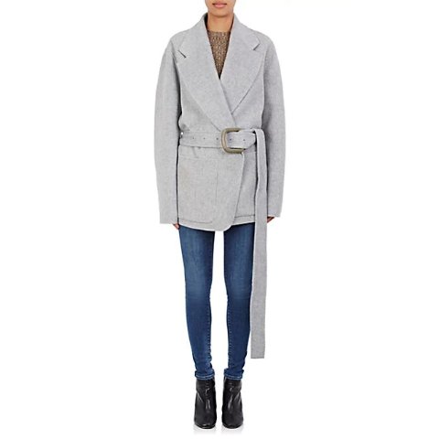 Brushed Wool-Cashmere Melton Belted Coat Acne Studios 羊绒羊毛大衣外套 1300.00 ...