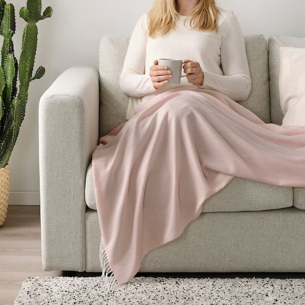 HOLMVI沙发毯盖毯粉色, 120x160 cm 