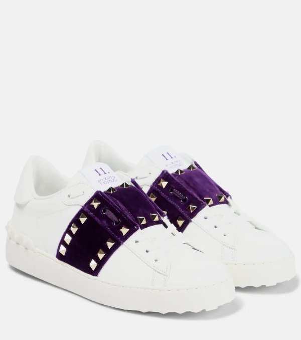 丝绒紫铆钉小白鞋