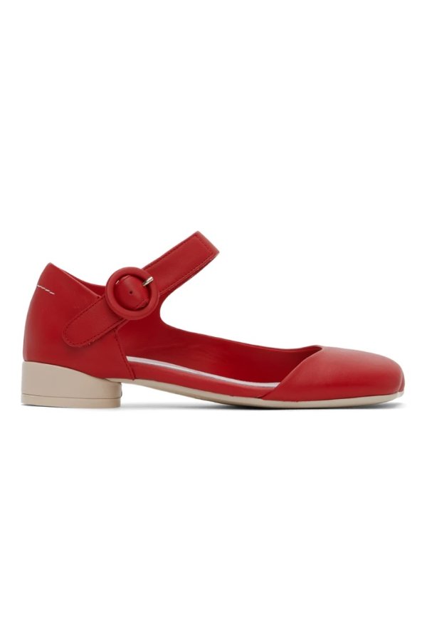 红色 玛丽珍凉鞋