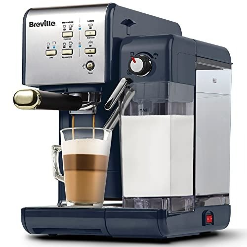 One-Touch CoffeeHouse Coffee Machine | Espresso, Cappuccino and Latte Maker | 19 Bar Italian Pump | Automatic Milk Frother | ESE Pod Compatible | Navy [VCF145]