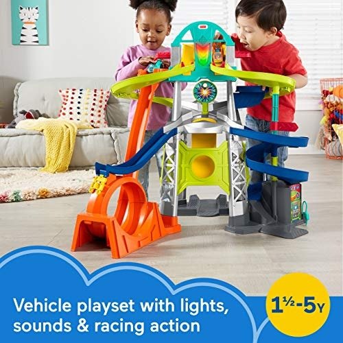 Little People Launch & Loop Raceway, Vehicle playset for Toddlers and Preschool Kids