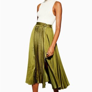 topshop4分钟前   topshop 橄榄绿缎面百褶长裙 $75.