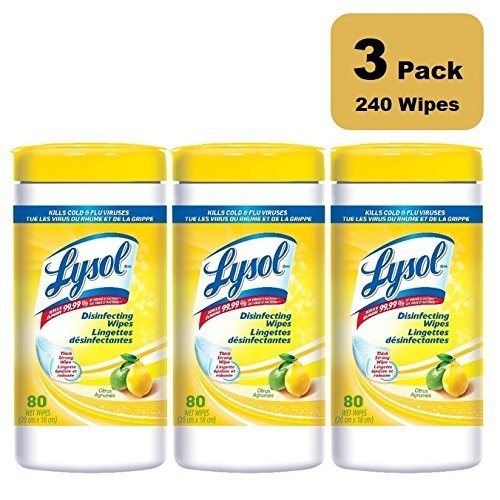  Lysol 柠檬香味消毒湿巾 桶装 80张x3桶