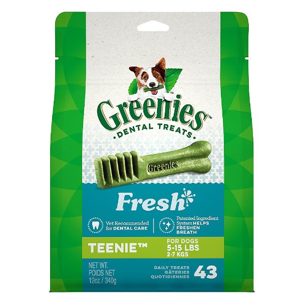 comgreenies fresh系列 teenie 狗狗洁牙棒 43根$19.