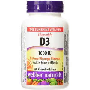 史低价：Webber Naturals 维生素D3咀嚼片 1000IU 橙子口味