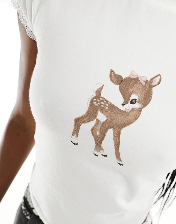 蕾丝小鹿T恤
