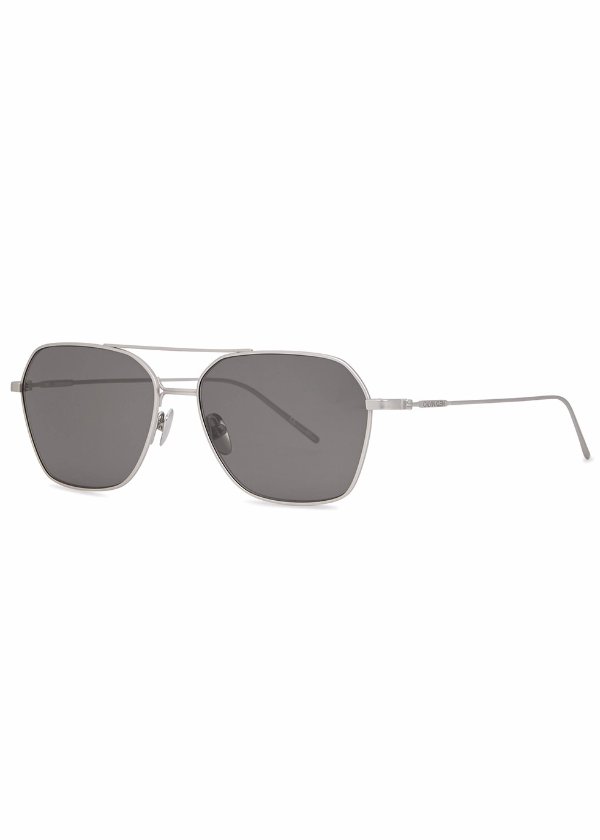 Silver-tone aviator-style sunglasses
