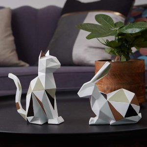 Amoy-Art 雕塑兔子公仔 几何图形设计 萌萌小动物集合啦