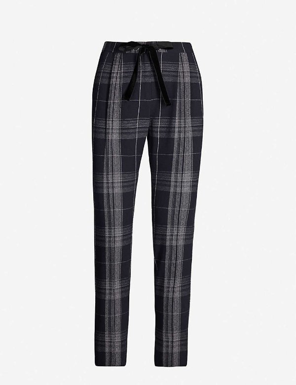Piah tartan tapered high-rise stretch-crepe trousers