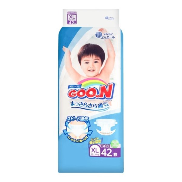 GOO.N大王 维E系列 通用婴儿纸尿布 XL号 12-20kg (27-45lb) 42枚
