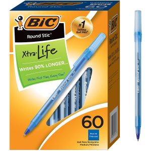 BIC 蓝色中号原子笔60支超值装 加大40%油墨容量