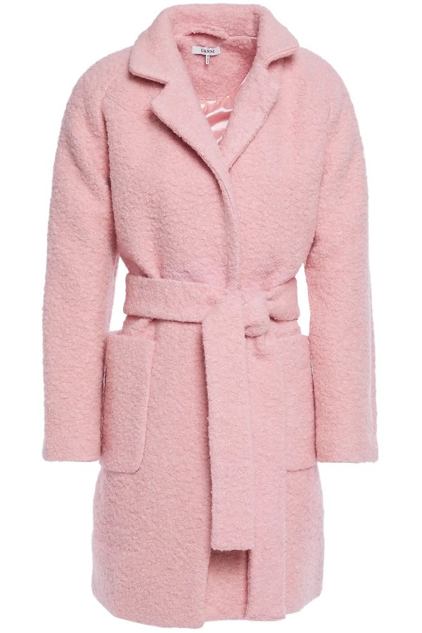 粉色羊毛风衣外套