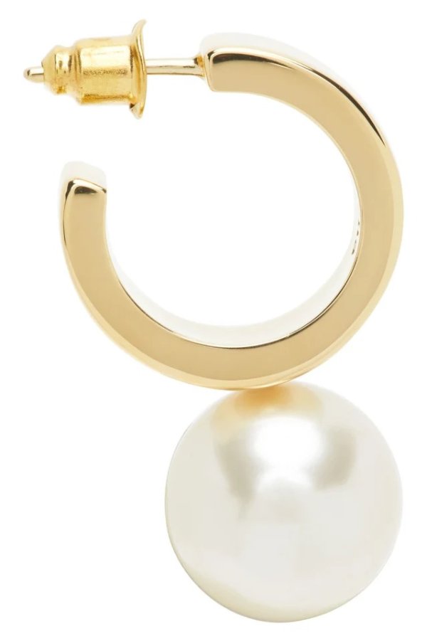金色珍珠圈形耳环