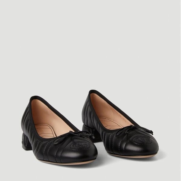 黑色 Marmont 绗缝芭蕾平底鞋