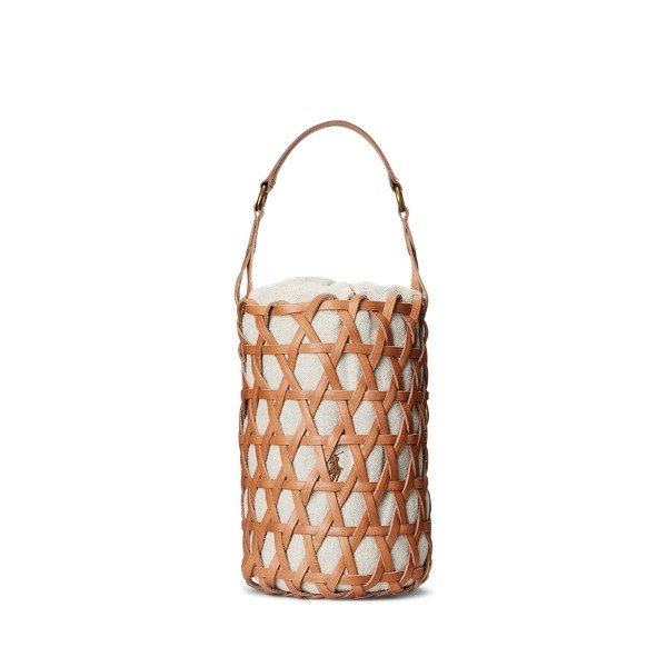 皮革中号 Basket-Weave 水桶包