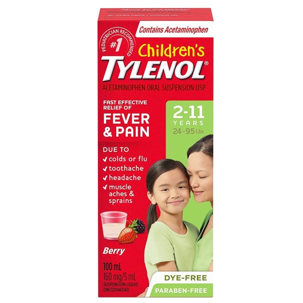 泰诺液体儿童退烧药100ml 适合2-11岁儿童