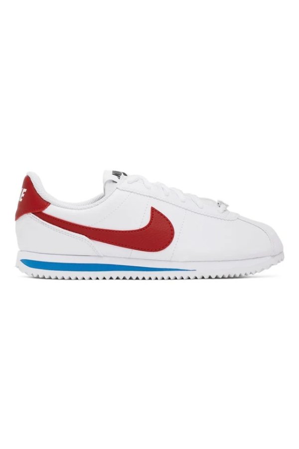 白色 Cortez Basic 儿童运动鞋