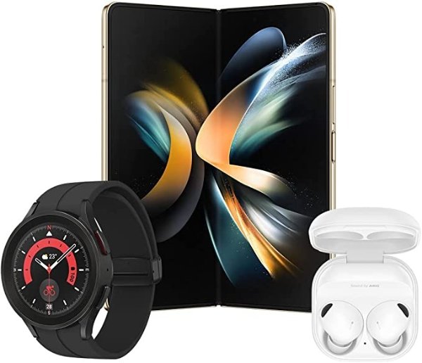 Galaxy Z Fold 4 512GB (Beige) + Watch Pro 5 (Black) + Buds2 Pro (White) - Ecosystem Bundle