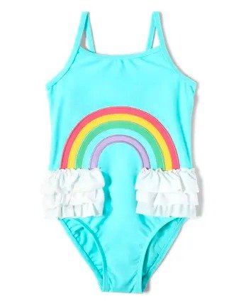 女童连体彩虹泳衣