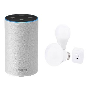 Amazon Echo 2智能音箱 + 智能插头 + 2智能灯泡套装