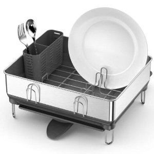 simplehuman 不锈钢沥水架 配备抗残留托盘 提升厨房质感