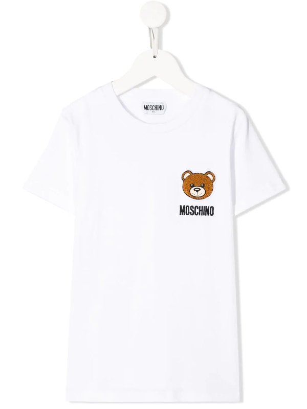 小熊logo白T恤