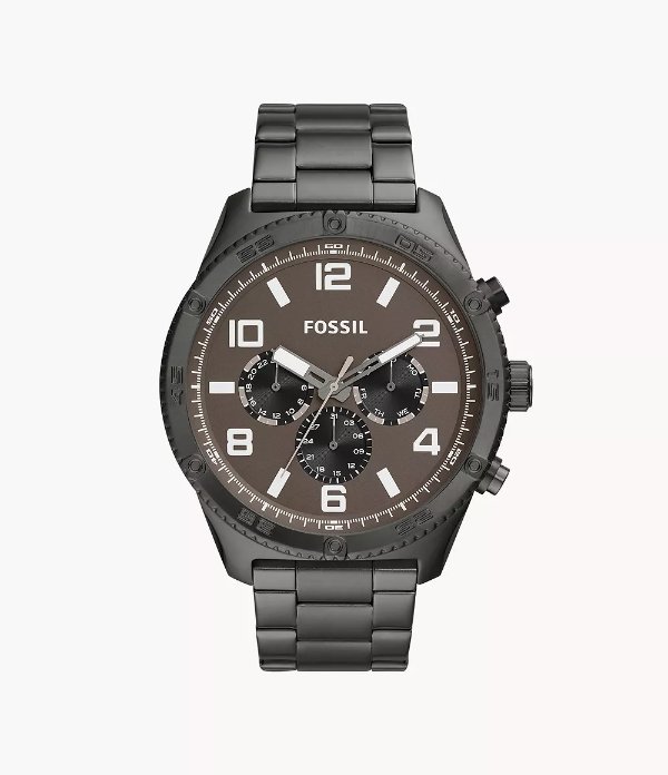 烟灰色不锈钢多功能手表