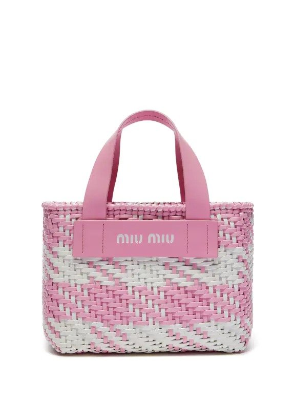 粉色logo编织包