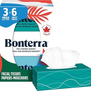 Bonterra 3层面巾纸, 3 盒装 柔软亲肤 温和不刺激