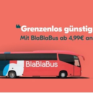 德国新型大巴blablabus代金券史低6折，单程票价4.99欧起