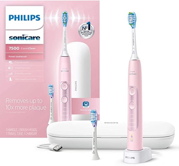 Sonicare HX9690/07 ExpertClean 7500 Bluetooth Rechargeable Electric Toothbrush Pink