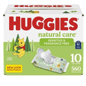 Huggies点击$3优惠券天然无香型宝宝湿巾10盒*56抽 